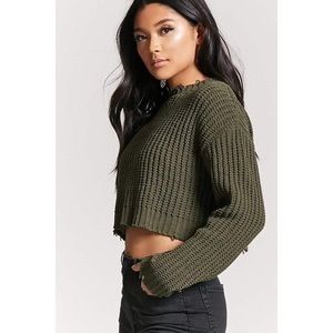 F21 Distressed Cropped Sweater